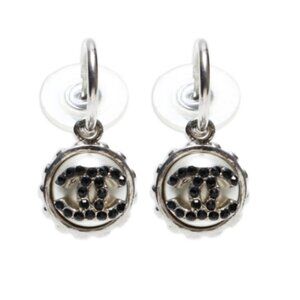 CHANEL 2002 CC Rhinestone Drop Earrings